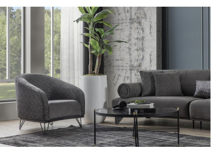 Sessel Einsitzer Sofa Couch Polster 1 Sitz Clubsessel Stoff Modern Wohnzimmer