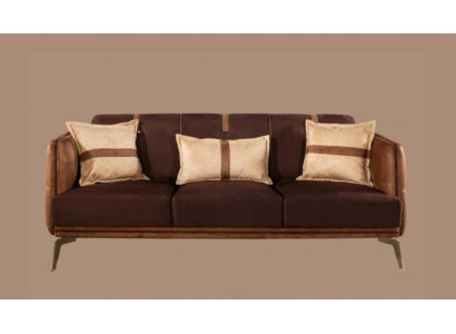 Dreisitzer Sofa 3 Sitzer Sofas Sitz Stoff Modern Stil Textil Couchen Möbel Braun