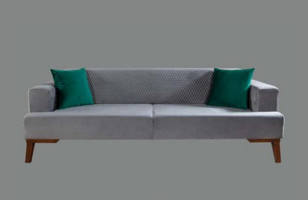 Sofagarnitur 3+3+1 Sitzer Designer Wohnlandschaft Grau Turkis Grün