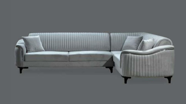 Stoff Ecksofa L-Form Sofa Polster Textil Eckgarnitur Samt Grau 310x240