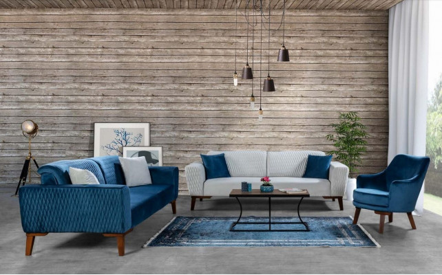 Sofagarnitur 3+3+1 Sitzer Komplette Sofa Sessel Textil Sofas Set 3tlg