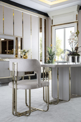 Esstisch Weiß Tisch Luxus Esszimmer Stil Elegantes Schön Metall Modern