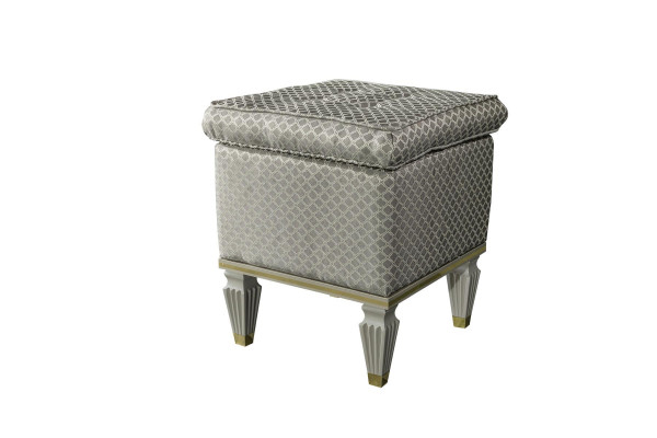 Hocker Grau Polster Bank Fußhocker Schlafzimmer Ottomane Sitzhocker Sitzpouf