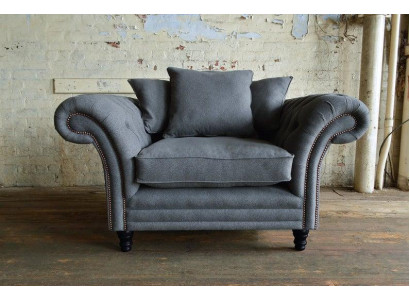 Chesterfield Design Sofa Sessel Couch Polster Luxus Textil Couchen 1 Sitzer #110