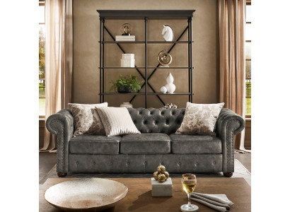 jvmoebel ® Leder Sofa Couch - Design Polster Dreisitzer Couch Garnitur Braun
