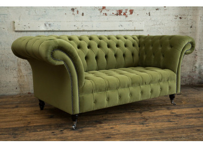 Chesterfield Couch 2 Sitzer Polster Sitz Textil Stoff Leder Couchen Sofas Sofa