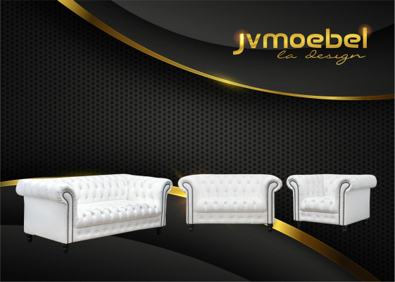 Dreisitzer Chesterfield Sofa Couch Polster Luxus Möbel Stoff Couchen