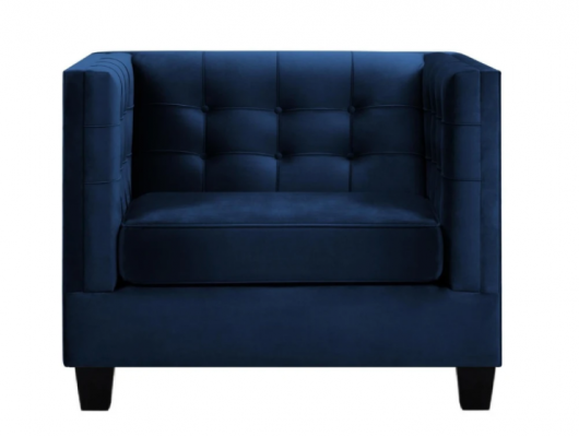 Blauer Chesterfield Sessel Wohnzimmer Textil Stoff Blau Kreative Möbel Modern
