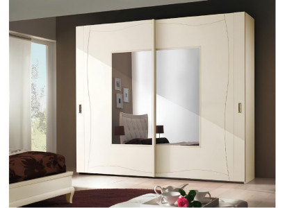 Schränke Kleiderschrank mit Schiebetüren Schlafzimmer Schrank Wand Holz Design