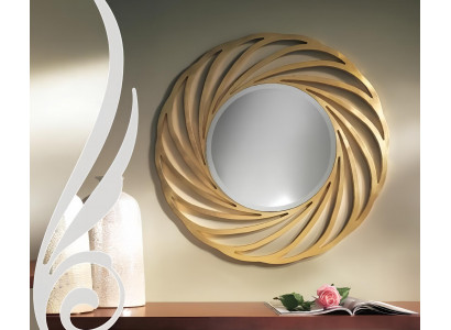 Rund Spiegel Hängespiegel Holz Modern Wandspiegel Möbel Spieglein Design 90x90