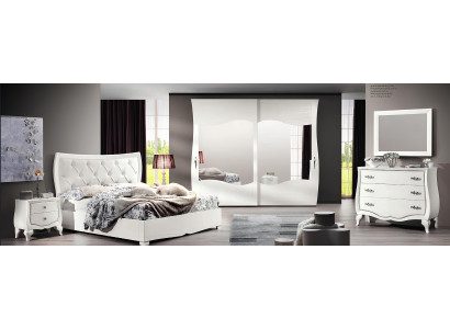 Garnitur Schlafzimmer Bett Nachttisch Kleiderschrank Kommode Spiegel Set 6tlg