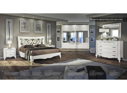Set 6tlg Schlafzimmer Bett Nachttisch Kleiderschrank Kommode Spiegel Garnitur