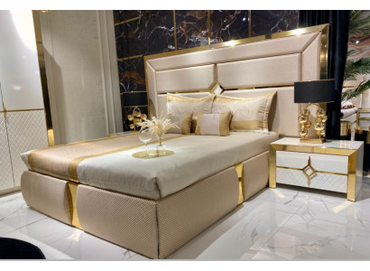 Stilvoller Schlafzimmer Bett + 2х Nachttische luxuriöses Komplett Set 3tlg