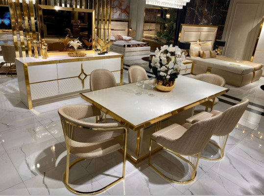 Esszimmer Set 7tlg Essgruppe Esstisch Stilvoller Stühle luxuriöses Möbel
