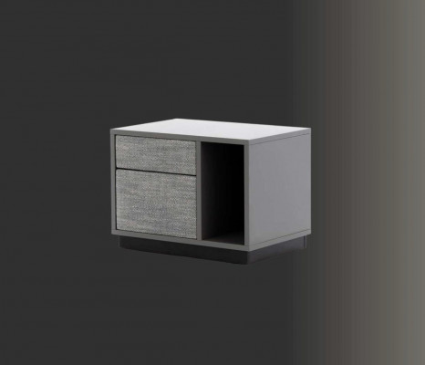 Schlafzimmer Set Grau Bett Elegantes 2x Nachttische Luxus Hocker Modern 4tlg.