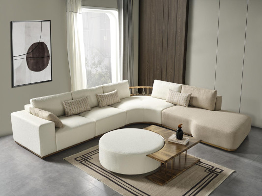 Ecksofa L Form Couchtisch Hocker Wohnlandschaft Wohnzimmer Polster 3tlg