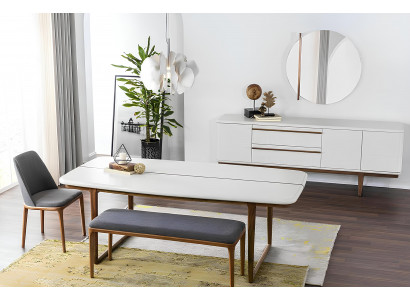 Essecke Essgruppe Esszimmer Esstisch Stühle Sideboard 10tlg Holz Weiß