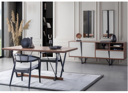 Garnitur Esszimmer Esstisch Anrichte Esszimmertisch Braun Set 2tlg