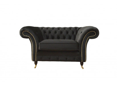 Chesterfield Sessel Lounge Schwarz Sofa Couch Polster Modern Textil Neu