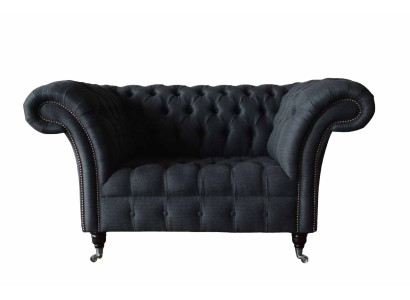 Couch Polster Sofa Textil Chesterfield Couchen 1,5 Sitzer Einsitzer Grau