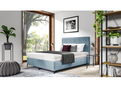 Blau Bett Designer Doppelbett Polstermöbel Schlafzimmer Boxspringbett