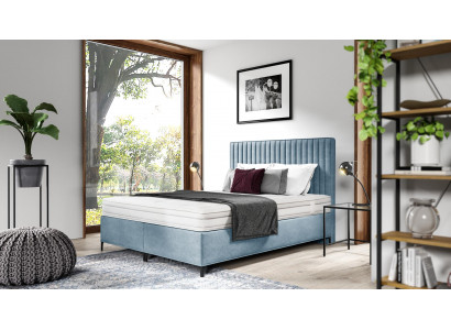 Blau Bett Designer Doppelbett Polstermöbel Schlafzimmer Boxspringbett