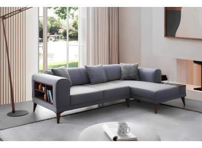 Graues Wohnzimmer L-Form Sofa Polster Ecksofa Designer Wohnzimmer Couch