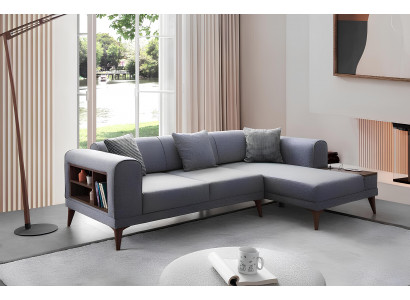 Graues Wohnzimmer L-Form Sofa Polster Ecksofa Designer Wohnzimmer Couch