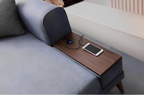 Graues Wohnzimmer L-Form Sofa Polster Ecksofa Designer Wohnzimmer Couch