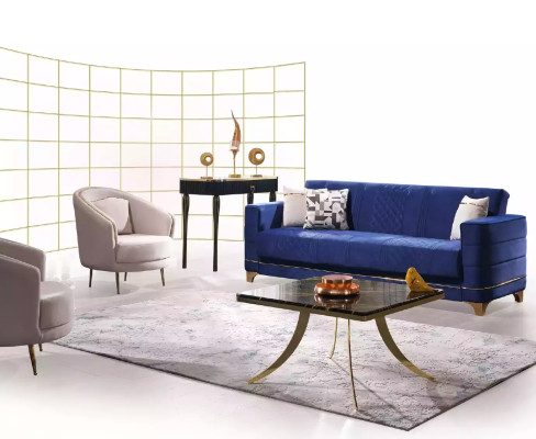 Moderner Sessel Wohnzimmer Einsitzer Designer Lounge Farbe beige Holz