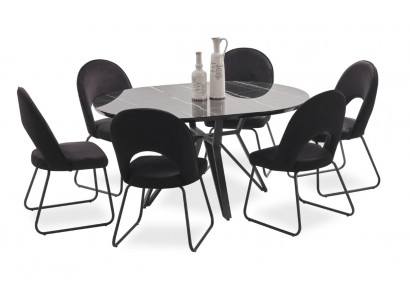 Esszimmer Garnitur Set Esstisch 6x Stühle Komplettes Set Luxus 7tlg
