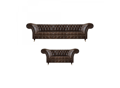 Braune Chesterfield Kunstleder Sofas Designer Wohnzimmer Couchen 2tlg