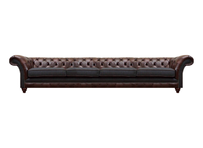 Braune Chesterfield Ledercouch Designer Viersitzer Wohnzimmer Edle Sofas