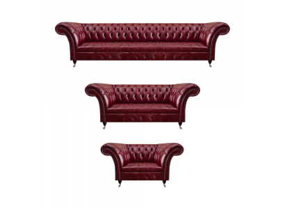 Dunkelrote Chesterfield Ledergarnitur Designer Ledersofas Sitzcouchen