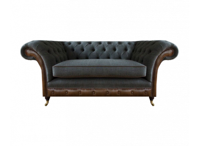 Braun-Grauer Chesterfield Einsitzer Wohnzimmer Sitzsessel Textil Möbel