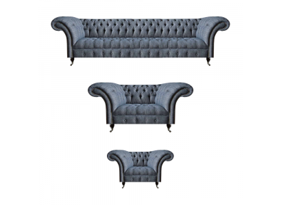 Hellgraue Chesterfield Sofas Designer Garnitur Wohnzimmer Couchen 3tlg
