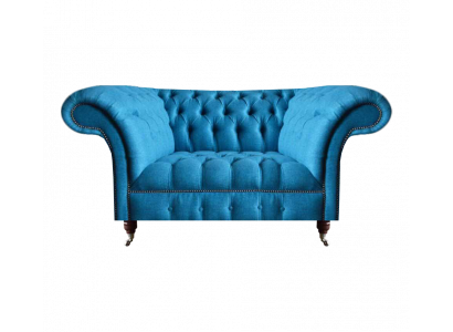 Blauer Chesterfield Textil Zweisitzer Sitzmöbel Designer Edle Sitzsofas