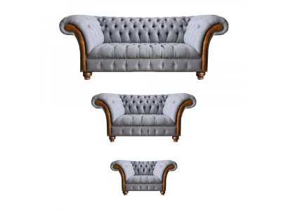 Grau-Braune Chesterfield Wohnzimmer Sofas Designer Komplettes Couch Set