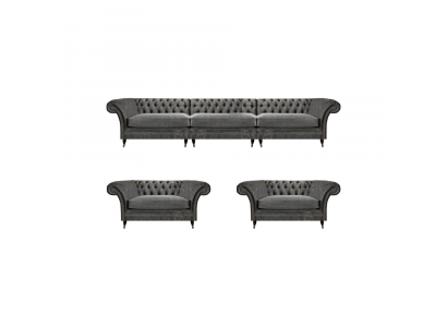 Moderne Chesterfield Sofagarnitur Designer Polstercouchen 3+1+1 Sitzer