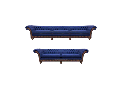 Blaue Chesterfield Stoffcouchen Designer Sofagarnitur Luxus Sitzmöbel