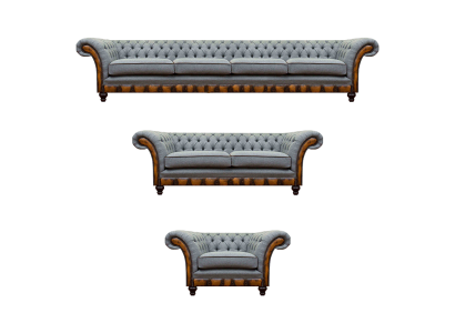 Chesterfield Hellgraue Couchen Designer 4-Sitzer Zweisitzer Lehnsessel