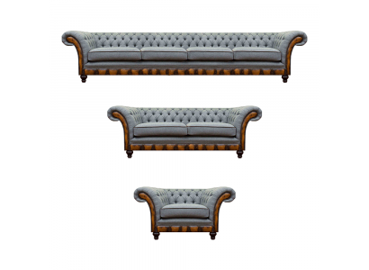 Chesterfield Hellgraue Couchen Designer 4-Sitzer Zweisitzer Lehnsessel