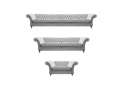 Weiße Chesterfield Couchen Designer Dreisitzer Luxus 2-Sitzer Sessel