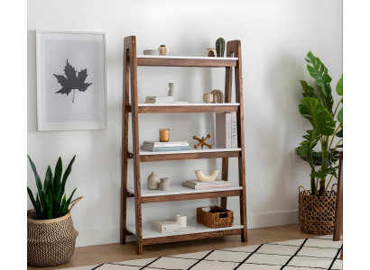 Braun-Weißer Bücherregal Wohnzimmer Designer Holz Regale Edle Möbel