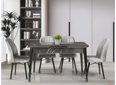 Eleganter Grauer Esstisch Designer Luxuriöse Tischplatte Moderne Möbel
