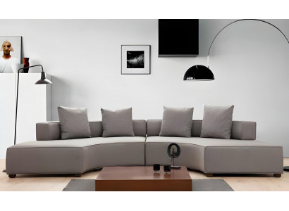 Ecksofa U-Form Modern Design Textil Material Weiß Einfarbig Textil Holz
