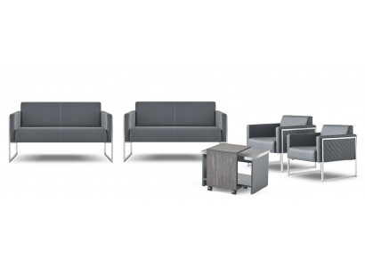 Arbeitszimmer-Set 5tlg 2x 2-Sitzer 2x Sessel Couchtisch Grau Einfarbig