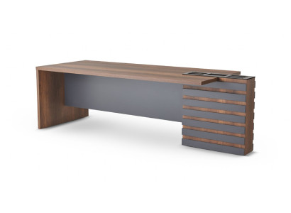 Bürotisch Braun Grau Zweifarbig Modern Design Arbeitszimmer Rechteckig