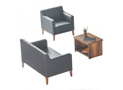 Arbeitszimmer-Set 3tlg 2-Sitzer Sessel Couchtisch Schwarz Braun Modern