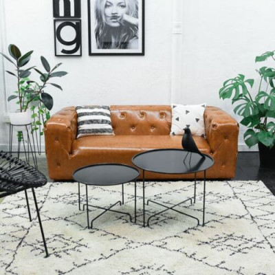American Style Chesterfield Sofa Couch Leder Polster Dreisitzer Braun
